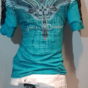 Angels & Diamonds Teal Long Sleeve Tee